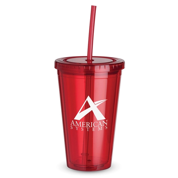 16 oz. acrylic plastic double-walled cup with matching color screw-top lid... from ASI 88060 Snugz/USA Inc / Sweda®