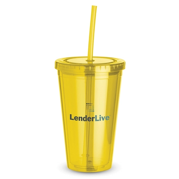 16 oz. acrylic plastic double-walled cup with matching color screw-top lid... from ASI 88060 Snugz/USA Inc / Sweda®