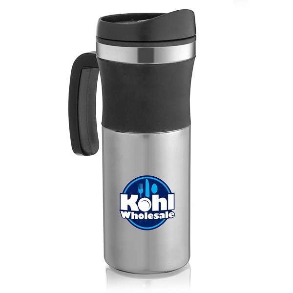 16 oz. double-walled travel mug with plastic liner insulation and black... from ASI 88060 Snugz/USA Inc / Sweda®
