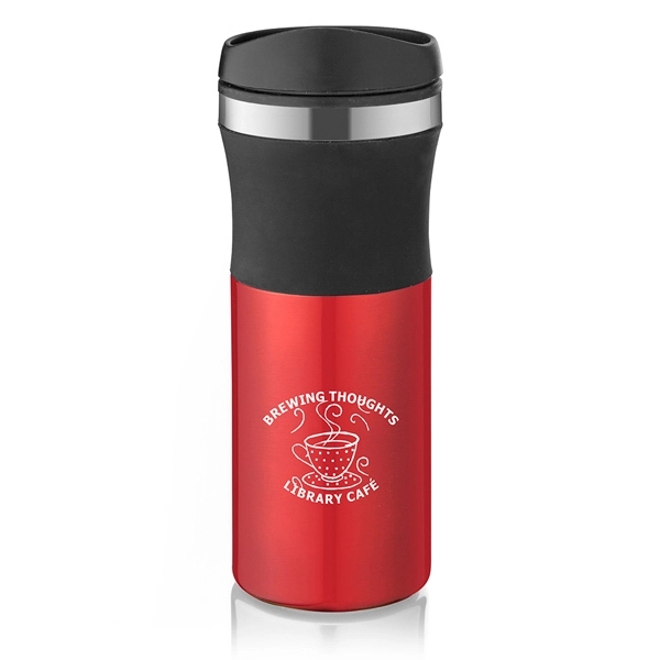 16 oz. double-walled travel mug with plastic liner insulation and black... from ASI 88060 Snugz/USA Inc / Sweda®