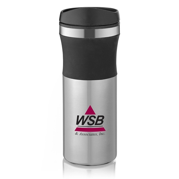 16 oz. double-walled travel mug with plastic liner insulation and black... from ASI 88060 Snugz/USA Inc / Sweda®