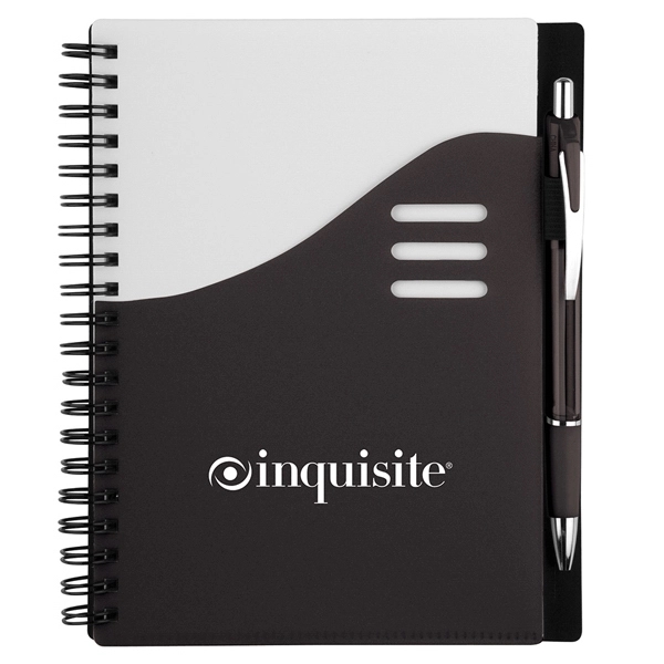 5 1/2" x 7" spiral-bound notebook with a white cover, spiral... from ASI 88060 Snugz/USA Inc / Sweda®