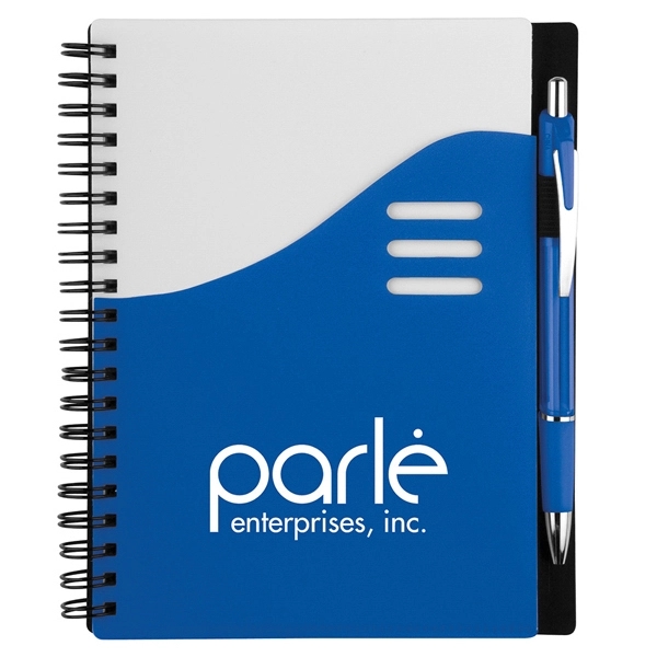 5 1/2" x 7" spiral-bound notebook with a white cover, spiral... from ASI 88060 Snugz/USA Inc / Sweda®