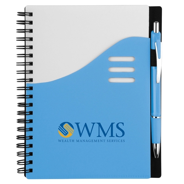 5 1/2" x 7" spiral-bound notebook with a white cover, spiral... from ASI 88060 Snugz/USA Inc / Sweda®