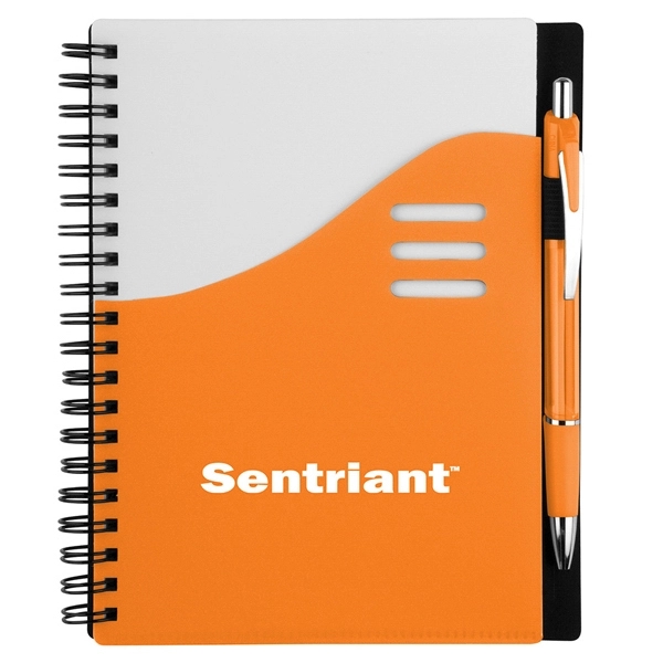 5 1/2" x 7" spiral-bound notebook with a white cover, spiral... from ASI 88060 Snugz/USA Inc / Sweda®