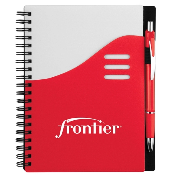 5 1/2" x 7" spiral-bound notebook with a white cover, spiral... from ASI 88060 Snugz/USA Inc / Sweda®