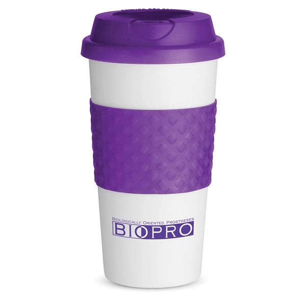 16 oz. BPA free white coffee cup with double-wall insulation, silicone... from ASI 88060 Snugz/USA Inc / Sweda®
