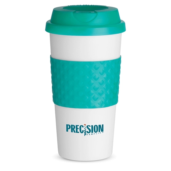 16 oz. BPA free white coffee cup with double-wall insulation, silicone... from ASI 88060 Snugz/USA Inc / Sweda®