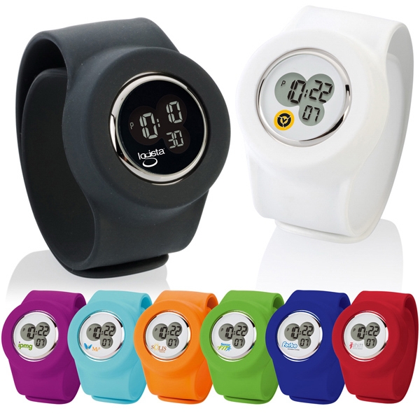 Slap-On - Digital analog watch with flexible, waterproof silicone band.... from ASI 90305 ZZ Merged - Sweda Company LLC / Sweda 