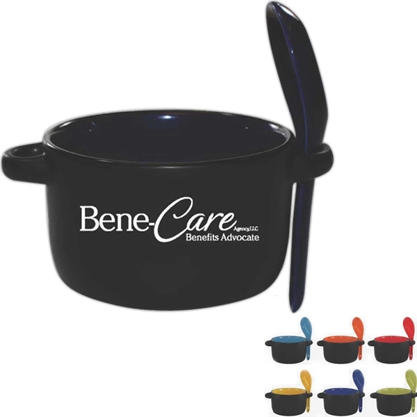 12.5 Oz. ceramic soup bowl with spoon. Matte Black on the... from ASI 74245 Nordic Co Inc / Nordic Nordic Promos