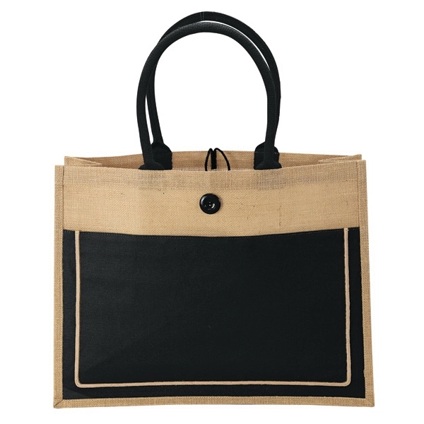 5.5" x 14" x 18.25" natural jute tote bag; includes front... from ASI 67866 Logomark/Valumark