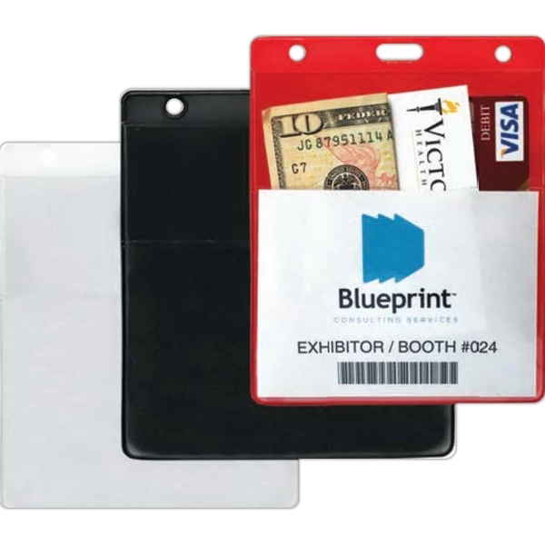 Two pouch vinyl card holder with slot/chain holes on top.... from ASI 49470 DEVARA