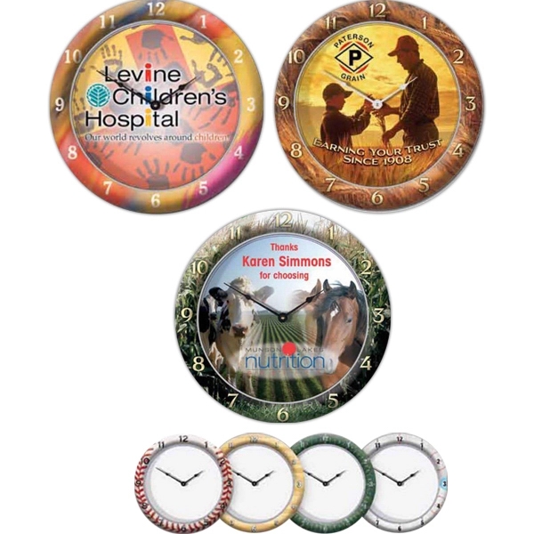 Wall clock measuring 10.75" diameter with full-color polystyrene case.... from ASI 66390 LarLu / Display-Tec