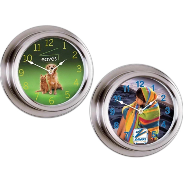 Replica porthole clock with a nickel finish and measuring 9".... from ASI 66390 LarLu / Display-Tec