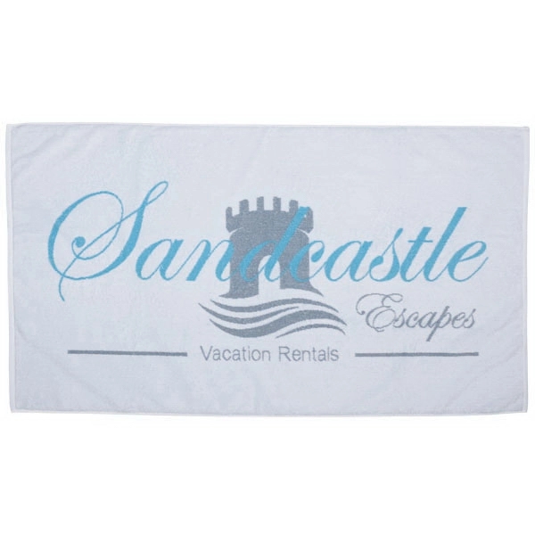 Custom all terry hemmed 100% cotton beach towel... from ASI 79750 Pro Towels