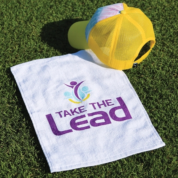 11" x 17" white velour, hemmed, 100% cotton promotional rally towel.... from ASI 79750 Pro Towels