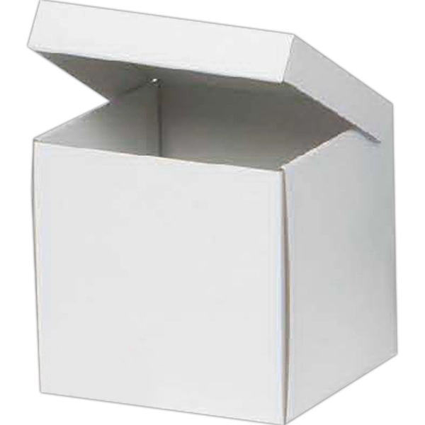 8" x 8" x 8" E-flute corrugated box with fold above... from ASI 44830 The Chest