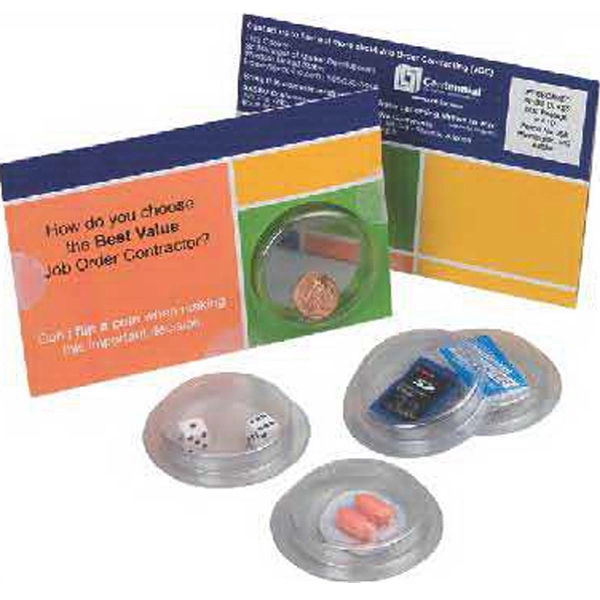 4" x 6" duo-fold promotional card with clear 2" dome with... from ASI 44830 The Chest