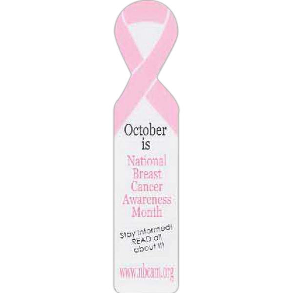 1 7/8" x 8 3/8" breast cancer pink ribbon-themed laminate bookmark.... from ASI 44830 The Chest