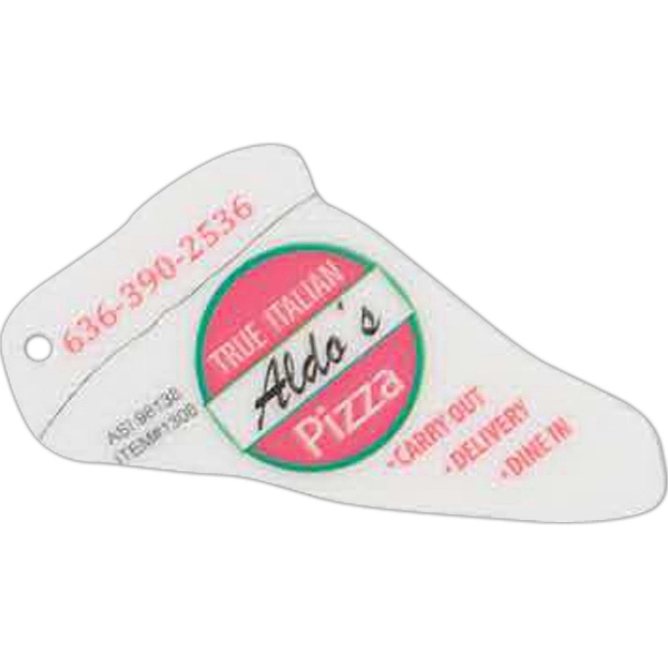 2" x 2 5/8" pizza slice-shaped laminate key tag.... from ASI 44830 The Chest