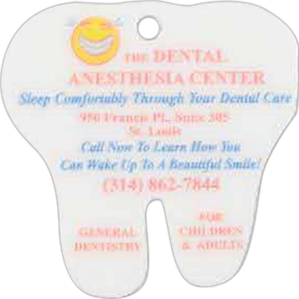 2" x 2 3/4" tooth-shaped laminate key tag.... from ASI 44830 The Chest
