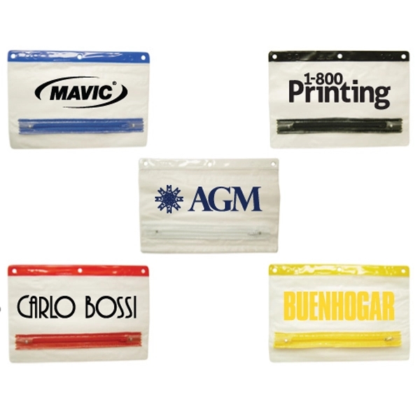 School pouch with colored trim and zipper and 3 hole punch... from ASI 99030 Zipline / MainStream Promotions™
