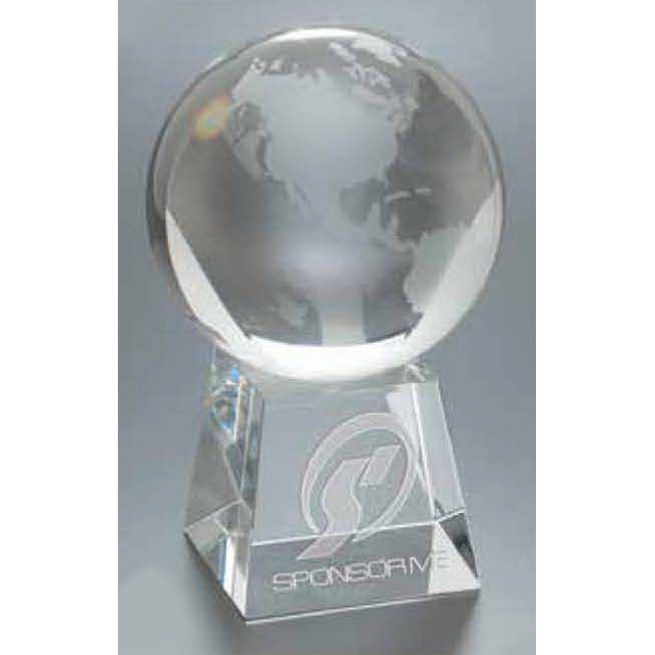 Globe award made of optical crystal with a wedge base.... from ASI 71920 Moderne Glass Company Inc / Glass America®