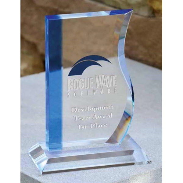 5.75" x 4.25" optical crystal award with customization.... from ASI 71920 Moderne Glass Company Inc / Glass America®