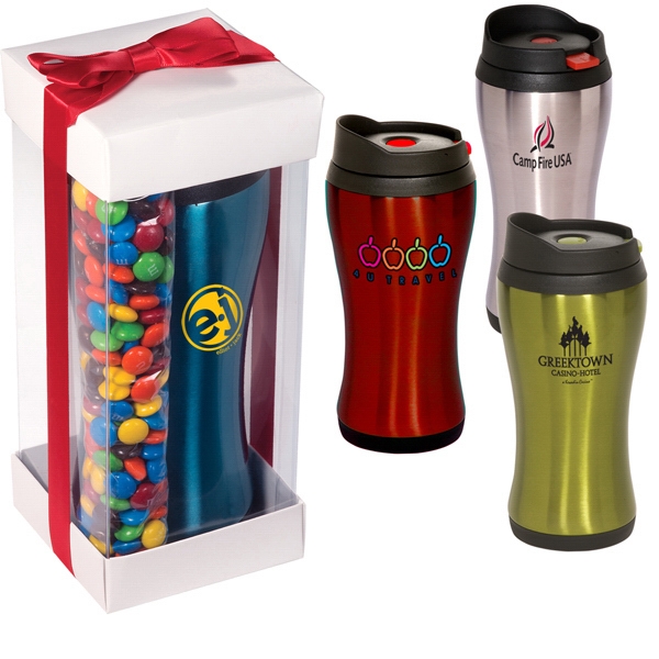 Stainless steel 16 oz tumbler with 7 oz bag of candy... from ASI 79530 Prime Line / Prime Line