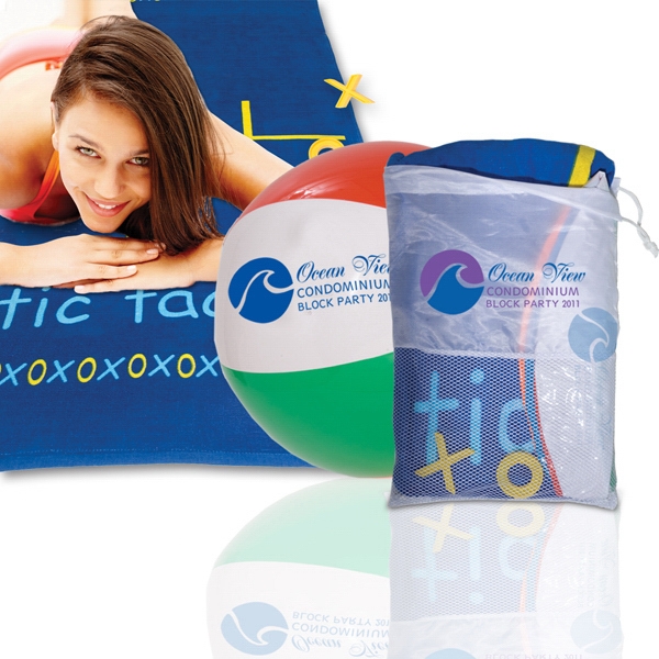 100% cotton towel with beach ball in mesh bag.... from ASI 79530 Prime Line / Prime Line