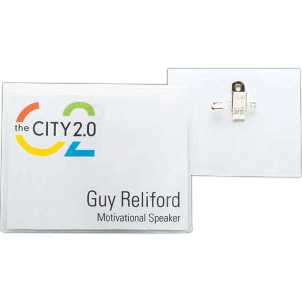 Clear vinyl badge holder with pin and bulldog, blank.... from ASI 49470 DEVARA