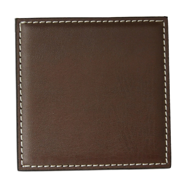 Dark brown square coaster made of leatherette with a low-profile design.... from ASI 48125 Dacasso / DaCasso
