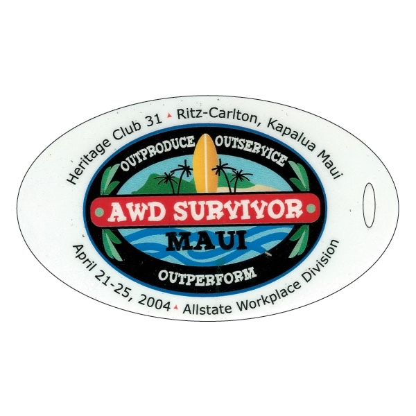 Oval Luggage Tag, 4 5/16" x 2 9/16".... from ASI 75629 PSI Plastic Graphics / Plastic Graphics PSI