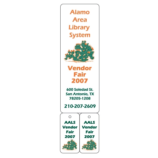 Bookmark with key tags. Marker: 2" x 5 5/8". Tags: 1"... from ASI 75629 PSI Plastic Graphics / Plastic Graphics PSI