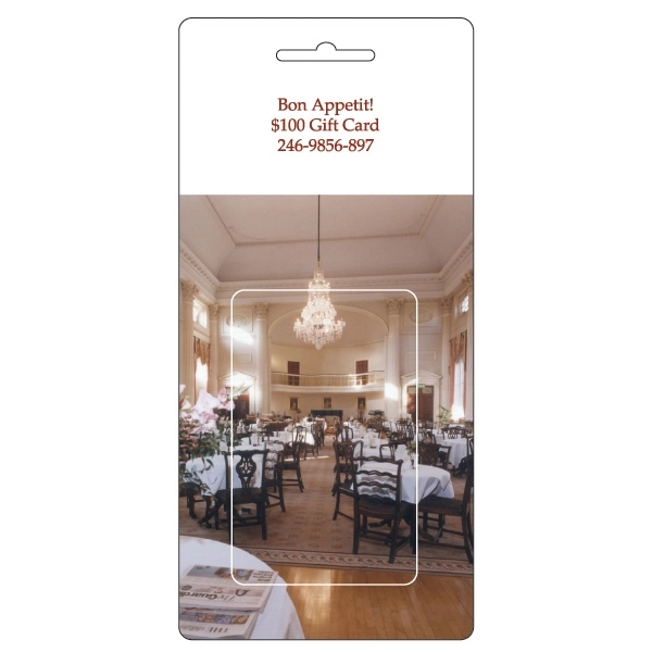 Card that pops out of hanger middle, 30 mil thickness.... from ASI 75629 PSI Plastic Graphics / Plastic Graphics PSI