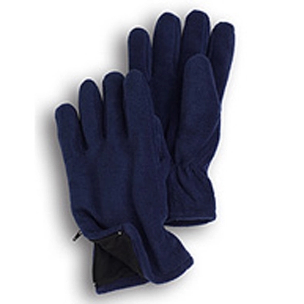 Navy blue fleece gloves with side zipper for easy embroidery.... from ASI 98085 Wolfmark
