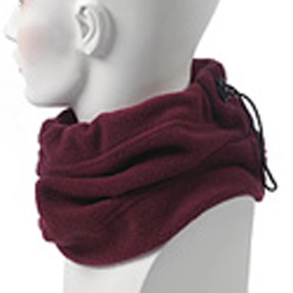 Maroon fleece neck gaiter with an adjustable draw cord for snug... from ASI 98085 Wolfmark