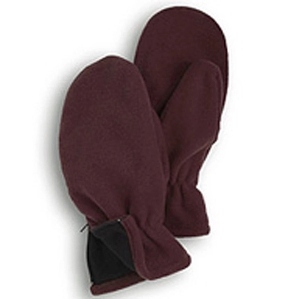 Maroon  fleece mittens with side zipper for easy embroidery.... from ASI 98085 Wolfmark