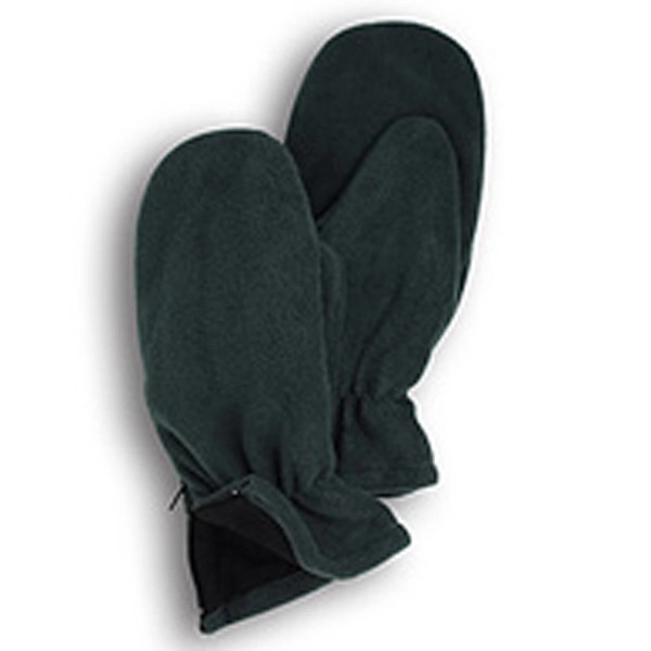 Hunter green fleece mittens with side zipper for easy embroidery.... from ASI 98085 Wolfmark