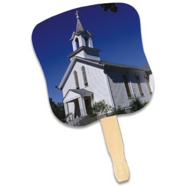 Hand fan with a four color process stock design on front.... from ASI 30270 Aakron Line