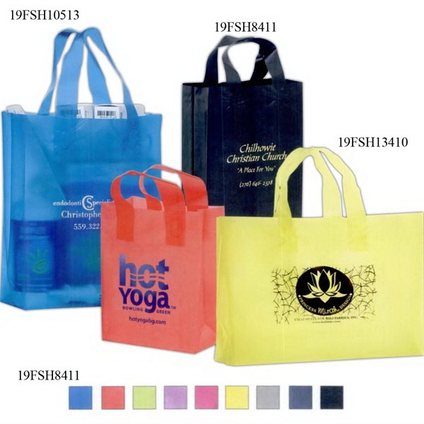 8" x 4" x 11" color-frosted HDPE plastic shopping bag with... from ASI 35290 American Ad Bag Co