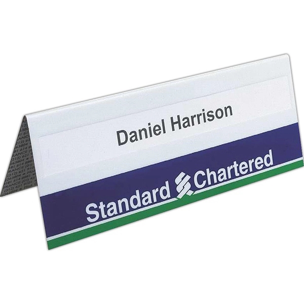 Custom re-usable desk plate-style place settings are available single or double-sided.... from ASI 79898 Promovision / PROMOVISION