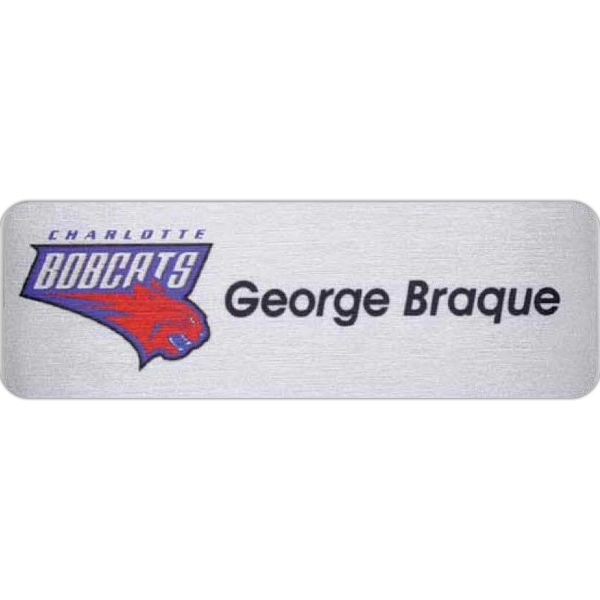 1" x 3" aluminum name badge with full-color print, three lines... from ASI 61966 HPG / Beacon Promotions HPG Gold