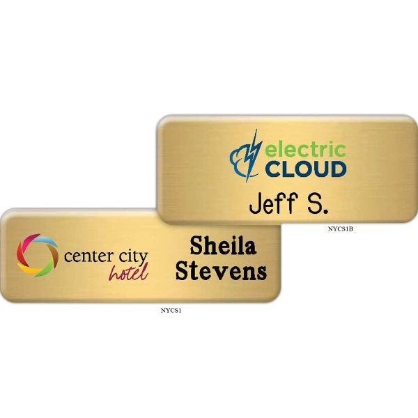 1" x 3" brass full-color name badge with 3 lines of... from ASI 61966 HPG / Beacon Promotions HPG Gold