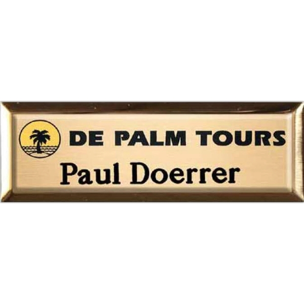 1" x 3" brass full-color name badge with three lines of... from ASI 61966 HPG / Beacon Promotions HPG Gold