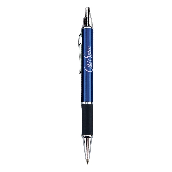 Metallic color click action ballpoint pen with rubber grip and shiny... from ASI 31517 Admart Products / Admart Line