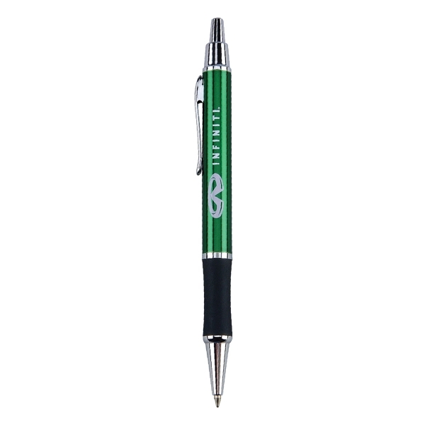 Metallic color click action ballpoint pen with rubber grip and shiny... from ASI 31517 Admart Products / Admart Line