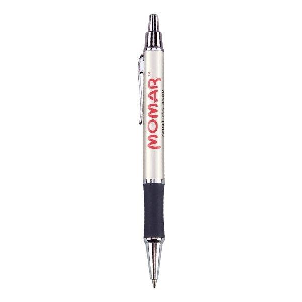 Metallic color click action ballpoint pen with rubber grip and shiny... from ASI 31517 Admart Products / Admart Line