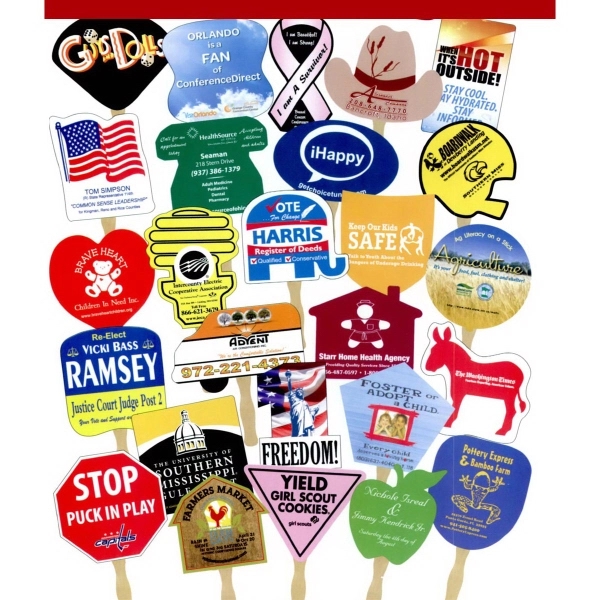 Hand fan made from 18 pt. card stock.... from ASI 53408 Express-A-Button / Express-A-Button Samco