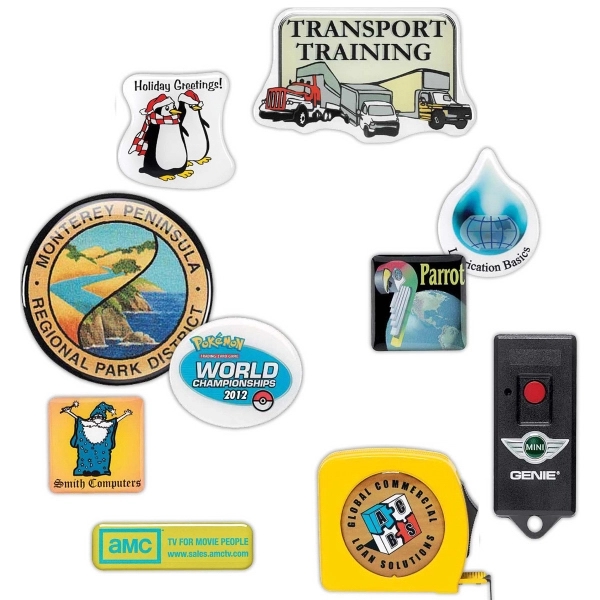 Customizable full-color vinyl dome decals with protective clear polyurethane dome, up... from ASI 61966 HPG / Beacon Promotions HPG Gold